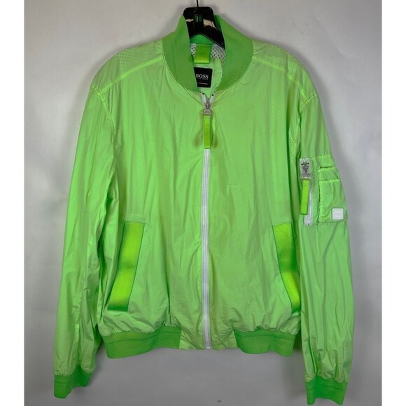 Hugo Boss Men's 'Esmer' Neon Green Regular-Fit Bomber Jacket Medium (38R) - Picture 2 of 8